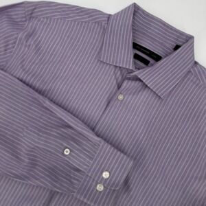 John Varvatos USA Mens Purple Stripe Slim‎ Fit Dress Shirt Button Down 16 1/2 34